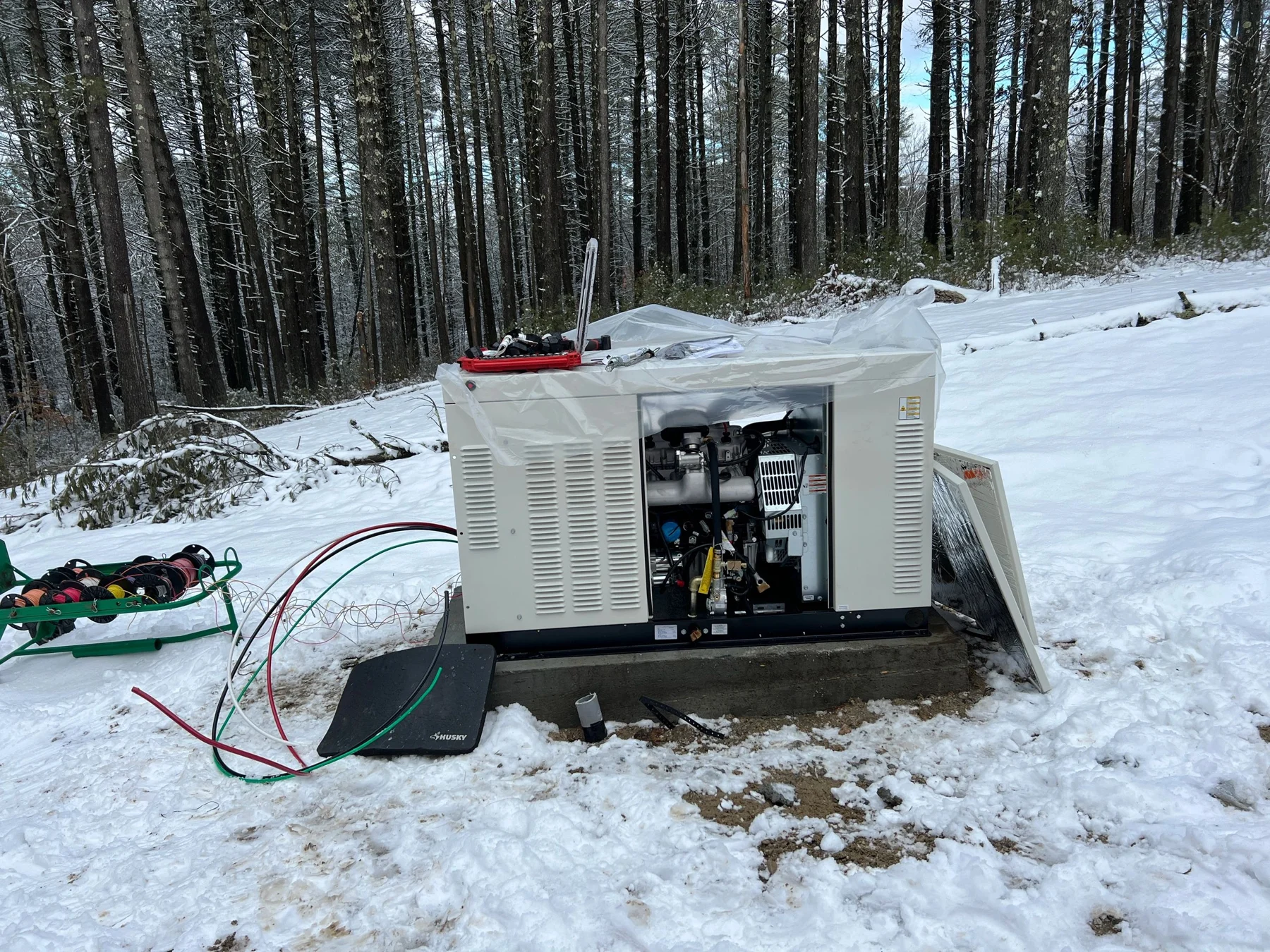 O'Koren generator service project in snowy weather