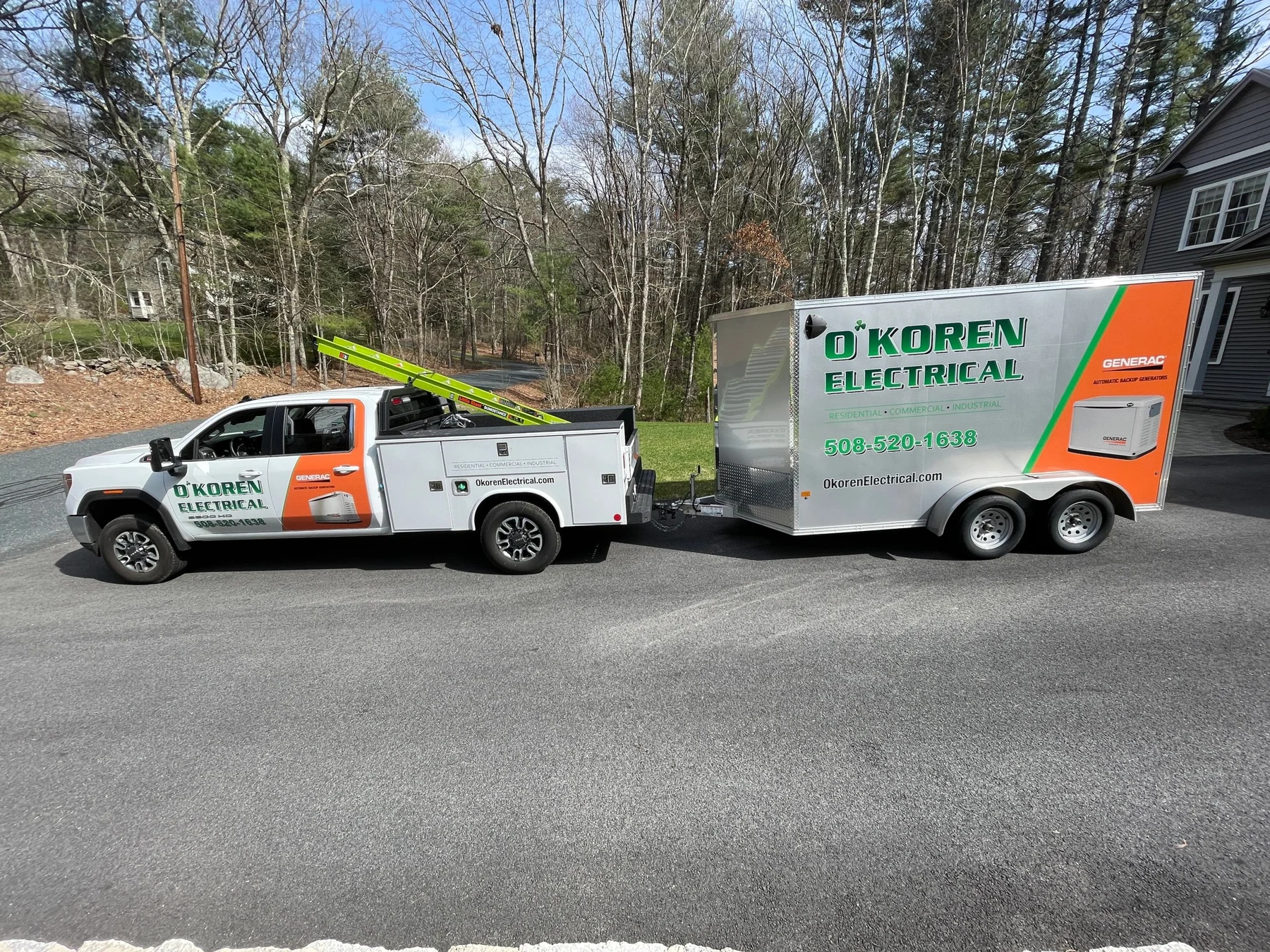 O'Koren Electrical branded service truck and trailer