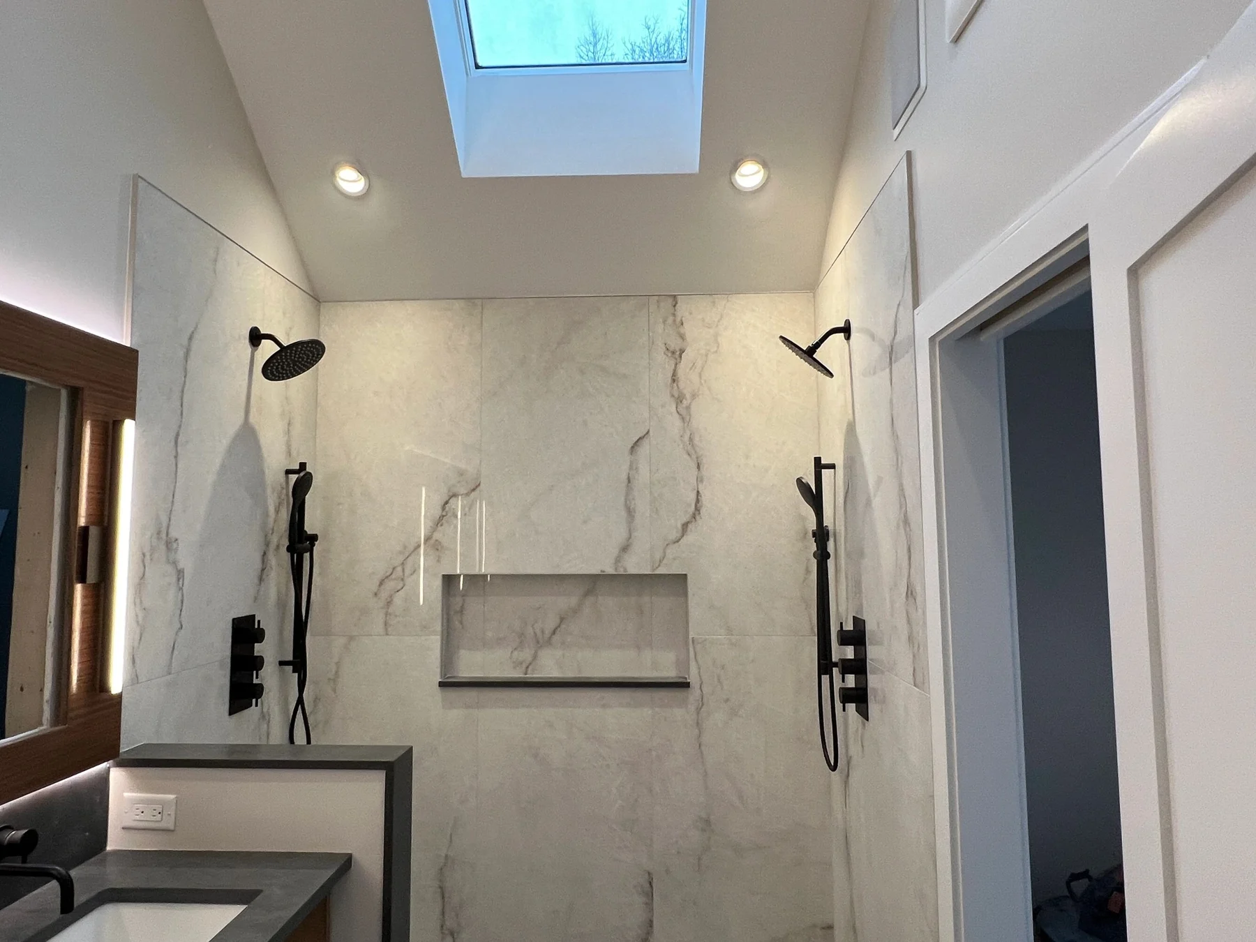 Remodeled bathroom with recessed lighting from the O'Koren project gallery